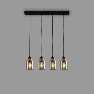 Briloner Royk Hout-Zwart Rook Glas Plafondlamp Briloner Royk Hout-Zwart Rook Glas Plafondlamp