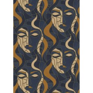 Erismann Navy Blue Faces Wallpaper - Wallpaper Erismann Navy Blue Faces Wallpaper - Wallpaper