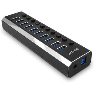 Lindy 43370 USB Hub - 10 Ports, Black - USB 3.0 Lindy 43370 USB Hub - 10 Ports, Black - USB 3.0