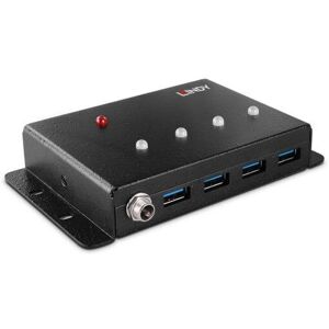 Lindy 43374 Industrial USB Hub - 4 Port USB 3.0 Metal - Black Lindy 43374 Industrial USB Hub - 4 Port USB 3.0 Metal - Black