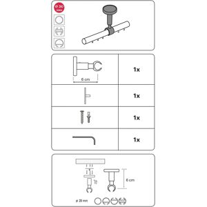 Gardinia Chicago Metal Curtain Rod Holder - 20mm - Bronz Gardinia Chicago Metal Curtain Rod Holder - 20mm - Bronz
