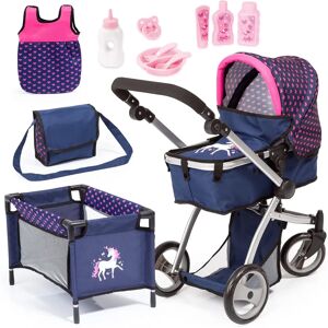 Bayer Design Doll Stroller Mega Set dark blue / pink Bayer Design Doll Stroller Mega Set dark blue / pink