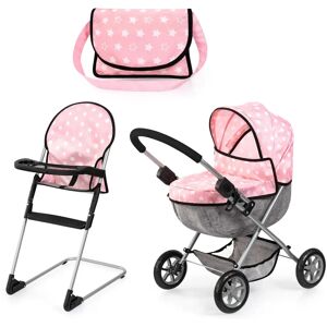 Bayer Poppenwagen Set - Roze-Grijs - Speelgoed Bayer Poppenwagen Set - Roze-Grijs - Speelgoed