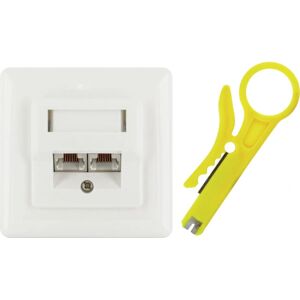 Prise réseau RJ-45 blanche Schwaiger - Standard CAT 6 - Inclut outils Prise réseau RJ-45 blanche Schwaiger - Standard CAT 6 - Inclut outils