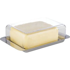Plat de beurre en acier inoxydable avec couvercle transparent - Butter Dish - Publicité Plat de beurre en acier inoxydable avec couvercle transparent - Butter Dish - Publicité