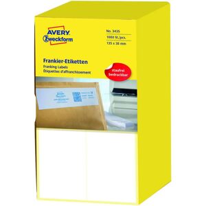 Avery 3435 Permanente Witte Labels - 135x38 mm - 1000 etiketten Avery 3435 Permanente Witte Labels - 135x38 mm - 1000 etiketten