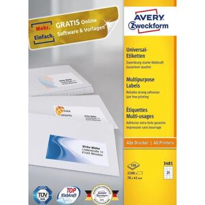 Avery 3481 Hvite Label - Rektangulær Permanent Label - 2100 stk Avery 3481 Hvite Label - Rektangulær Permanent Label - 2100 stk
