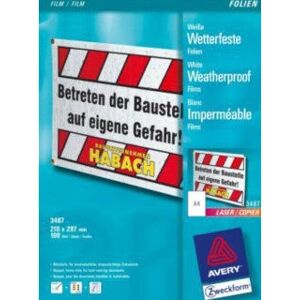 Película de impresión resistente a la intemperie Avery 3487 - A4 Película de impresión resistente a la intemperie Avery 3487 - A4