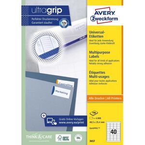 Avery Zweckform 3657 White Labels - 48.5x25.4mm, 4000pcs Avery Zweckform 3657 White Labels - 48.5x25.4mm, 4000pcs