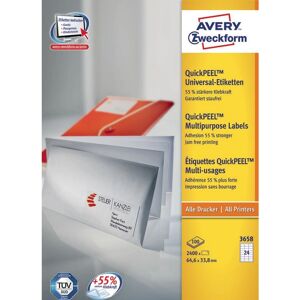 Avery 3658Z Self-Adhesive Labels - Rectangular White 2400 pcs Avery 3658Z Self-Adhesive Labels - Rectangular White 2400 pcs