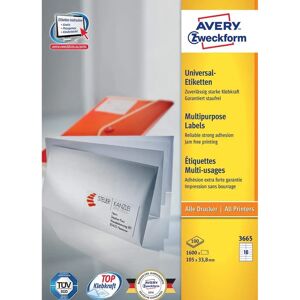 Avery 3665 Label Sheets - 1600 Self-Adhesive Printer Labels Avery 3665 Label Sheets - 1600 Self-Adhesive Printer Labels