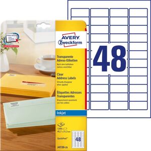 Avery J4720-25 Self-Adhesive Transparent Label - Rectangle Avery J4720-25 Self-Adhesive Transparent Label - Rectangle