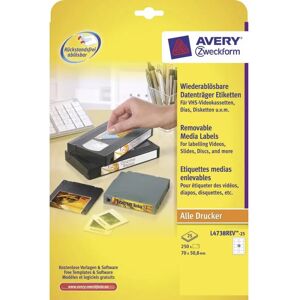 Avery L4738REV-25 White Self-adhesive Printer Label - Printer Label Avery L4738REV-25 White Self-adhesive Printer Label - Printer Label