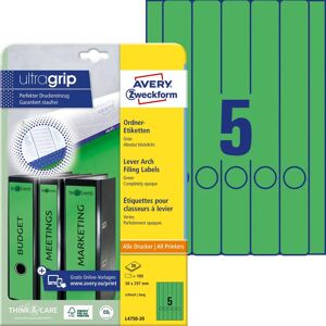 Avery L4750 - Étiquettes pour dossiers - Vert - 38x297mm - 100 pcs - Publicité Avery L4750 - Étiquettes pour dossiers - Vert - 38x297mm - 100 pcs - Publicité