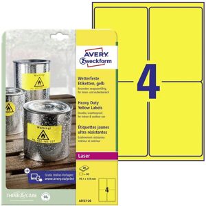 Avery L6127-20 Yellow Weatherproof Labels - Self-Adhesive Avery L6127-20 Yellow Weatherproof Labels - Self-Adhesive
