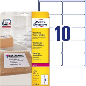 Avery Weatherproof White Shipping Labels - 250 pcs Avery Weatherproof White Shipping Labels - 250 pcs