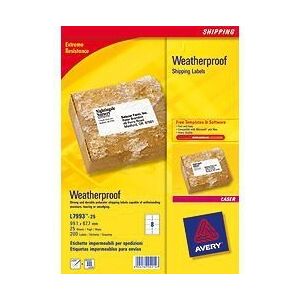 Avery Weatherproof Shipping Labels - White - 200 pcs Avery Weatherproof Shipping Labels - White - 200 pcs