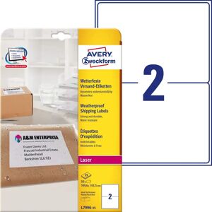 Avery White Weather-Resistant Shipping Labels - L7996-25 Avery White Weather-Resistant Shipping Labels - L7996-25