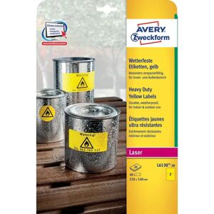 Avery L6130-20 Yellow Weatherproof Labels - Rectangle, 40 pcs Avery L6130-20 Yellow Weatherproof Labels - Rectangle, 40 pcs