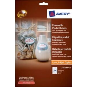 Avery L7101REV-20 White Removable Labels - Product Labels Avery L7101REV-20 White Removable Labels - Product Labels