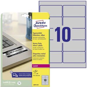 Avery L6012-20 Silver Self-Adhesive Labels - Rectangular Avery L6012-20 Silver Self-Adhesive Labels - Rectangular