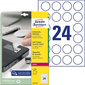 Avery White Circular Security Labels - 40mm - 480 pcs Avery White Circular Security Labels - 40mm - 480 pcs