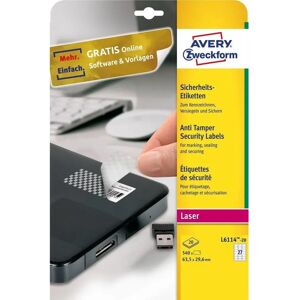 Avery L6114-20 Samolepicí Štítky - Obdélníkové, Bílá, 540 ks Avery L6114-20 Samolepicí Štítky - Obdélníkové, Bílá, 540 ks