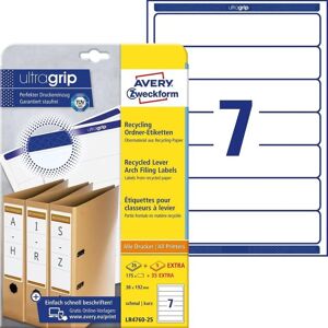 Avery LR4760-25 Witte Gerecyclede Label voor Smalle Mappen - Labels Avery LR4760-25 Witte Gerecyclede Label voor Smalle Mappen - Labels