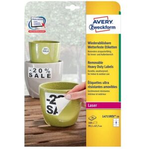 Avery L4715REV-20 White Weatherproof Labels - Rectangular Avery L4715REV-20 White Weatherproof Labels - Rectangular