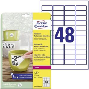 Avery Zweckform L4778REV-20 Weatherproof White Rectangle Labels - 960 pcs Avery Zweckform L4778REV-20 Weatherproof White Rectangle Labels - 960 pcs