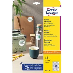 Avery Zweckform 6222-10 Kör alakú címkék - 20mm, Fehér, Termékkategória Avery Zweckform 6222-10 Kör alakú címkék - 20mm, Fehér, Termékkategória