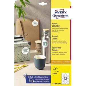 Avery Zweckform 6226rev-10 Étiquettes Rondes - A4, Ø60mm, 120 pcs - Publicité Avery Zweckform 6226rev-10 Étiquettes Rondes - A4, Ø60mm, 120 pcs - Publicité