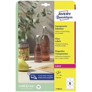 Avery L7788-25 Runde transparente Etiketten - 150 Stück Avery L7788-25 Runde transparente Etiketten - 150 Stück