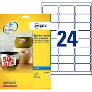 Avery J4773-10 Weatherproof White Labels - 24 pcs Avery J4773-10 Weatherproof White Labels - 24 pcs