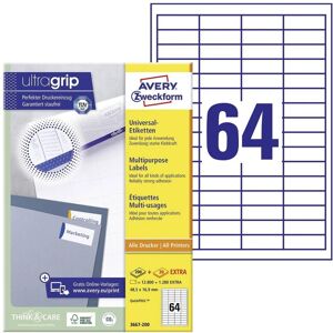 Avery 3667-200 Self-Adhesive Labels - White, 48.5x16.9mm, 14080 pcs Avery 3667-200 Self-Adhesive Labels - White, 48.5x16.9mm, 14080 pcs