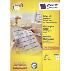 Avery 3658-200 White Self-Adhesive Labels - Labels Avery 3658-200 White Self-Adhesive Labels - Labels