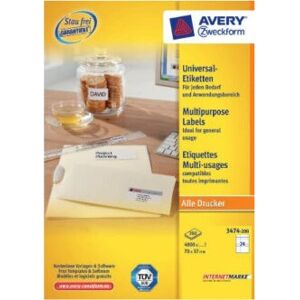 Avery 3474-200 White Self-Adhesive Labels - Labels Avery 3474-200 White Self-Adhesive Labels - Labels