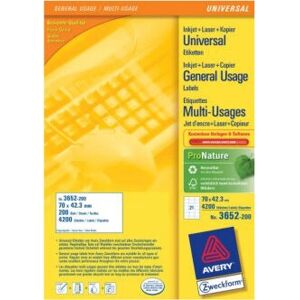 Avery 3652-200 Self-Adhesive Labels - White, 4620 pcs Avery 3652-200 Self-Adhesive Labels - White, 4620 pcs