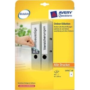 Avery Zweckform L4761-10 White Printer Labels - Printer Labels Avery Zweckform L4761-10 White Printer Labels - Printer Labels