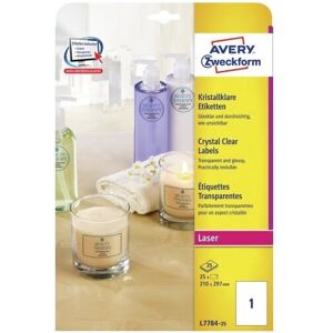 Avery L7784-25 Printer Label - Transparent - A4 - 25 pcs Avery L7784-25 Printer Label - Transparent - A4 - 25 pcs