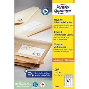 Avery LR3657 recycled paper labels - 48.5x25.4mm - 4000 pcs Avery LR3657 recycled paper labels - 48.5x25.4mm - 4000 pcs