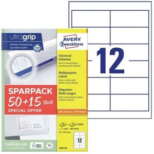Avery 4781-65 White Rectangle Labels - Self-Adhesive 780 pcs Avery 4781-65 White Rectangle Labels - Self-Adhesive 780 pcs