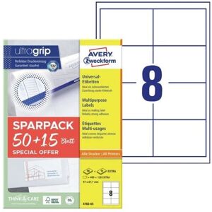 Avery 4782-65 White Self-Adhesive Labels - 97x67.7mm, 520 pcs Avery 4782-65 White Self-Adhesive Labels - 97x67.7mm, 520 pcs