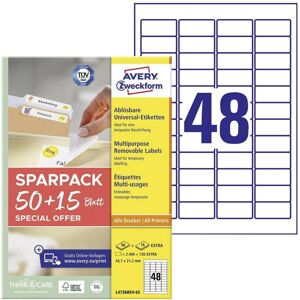 Avery L4736REV-65 Printer Labels - 45.7x21.2mm, 3120 Self-adhesive Avery L4736REV-65 Printer Labels - 45.7x21.2mm, 3120 Self-adhesive