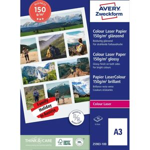 Avery 25983-100 Printing Paper A3 - 150 G/m² - 100 Sheets - White Avery 25983-100 Printing Paper A3 - 150 G/m² - 100 Sheets - White