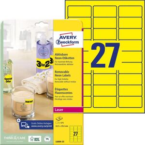 Avery L6004-25 Yellow Labels - Self-Adhesive, Rounded Rectangle, 675 pcs Avery L6004-25 Yellow Labels - Self-Adhesive, Rounded Rectangle, 675 pcs