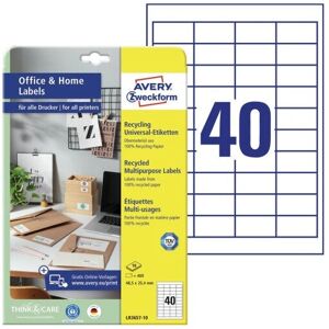 Avery LR3657-10 Weiße Selbstklebende Etiketten - Druckeretiketten Avery LR3657-10 Weiße Selbstklebende Etiketten - Druckeretiketten