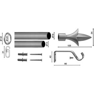 Indeko Erfurt Stahl Gardinenstange - Lilie Endstück - Verstellbar 70-120cm Indeko Erfurt Stahl Gardinenstange - Lilie Endstück - Verstellbar 70-120cm