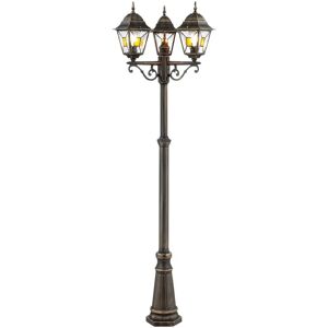 Brilliant Schwarz-Gold Außen-Stehlampe - 3 Flammig IP44 Brilliant Schwarz-Gold Außen-Stehlampe - 3 Flammig IP44