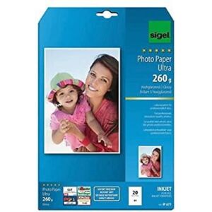 Papier photo Sigel Ultra InkJet - A4, Brillant, Bleu clair Papier photo Sigel Ultra InkJet - A4, Brillant, Bleu clair